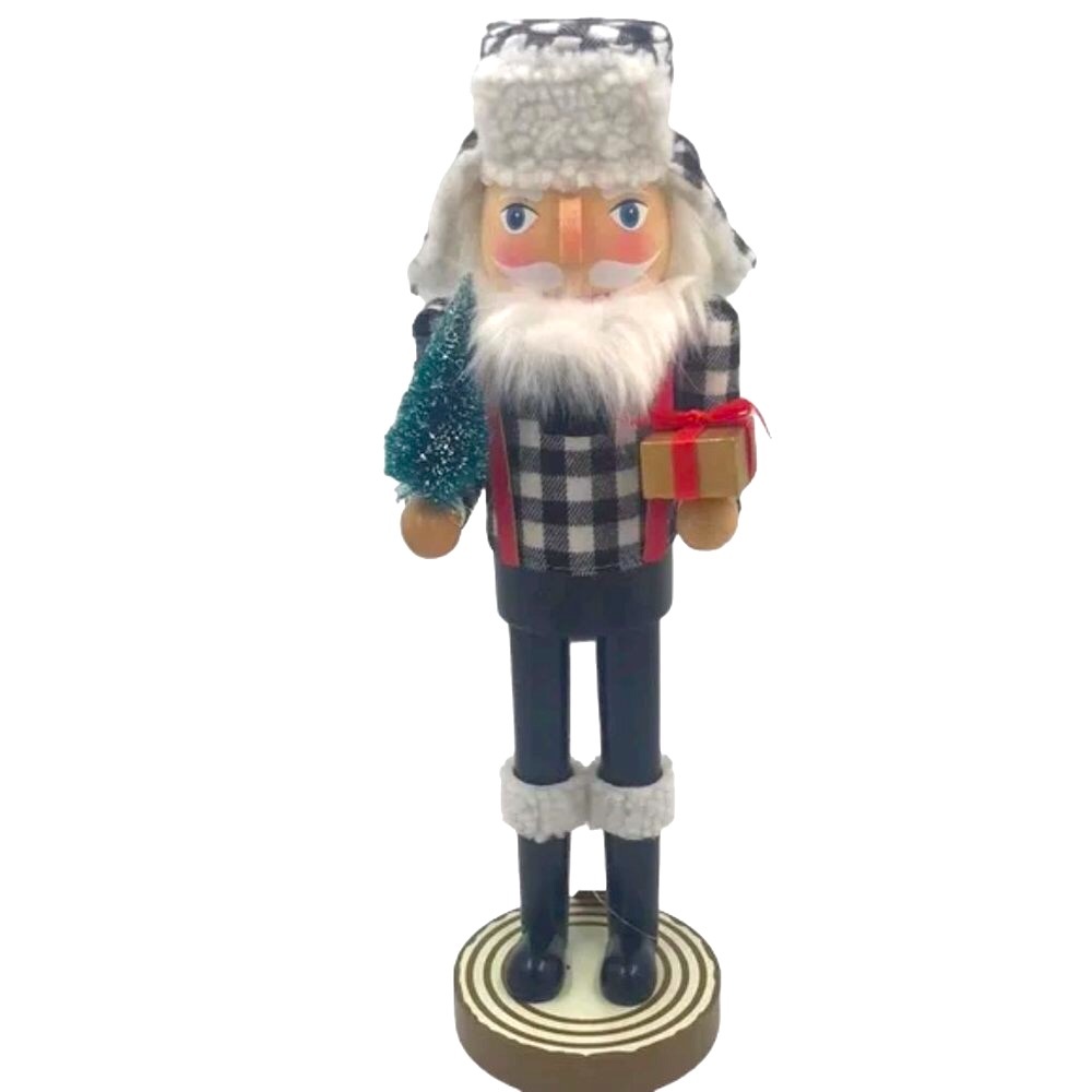 Holiday Home Farmhouse Plaid Nutcracker 14”